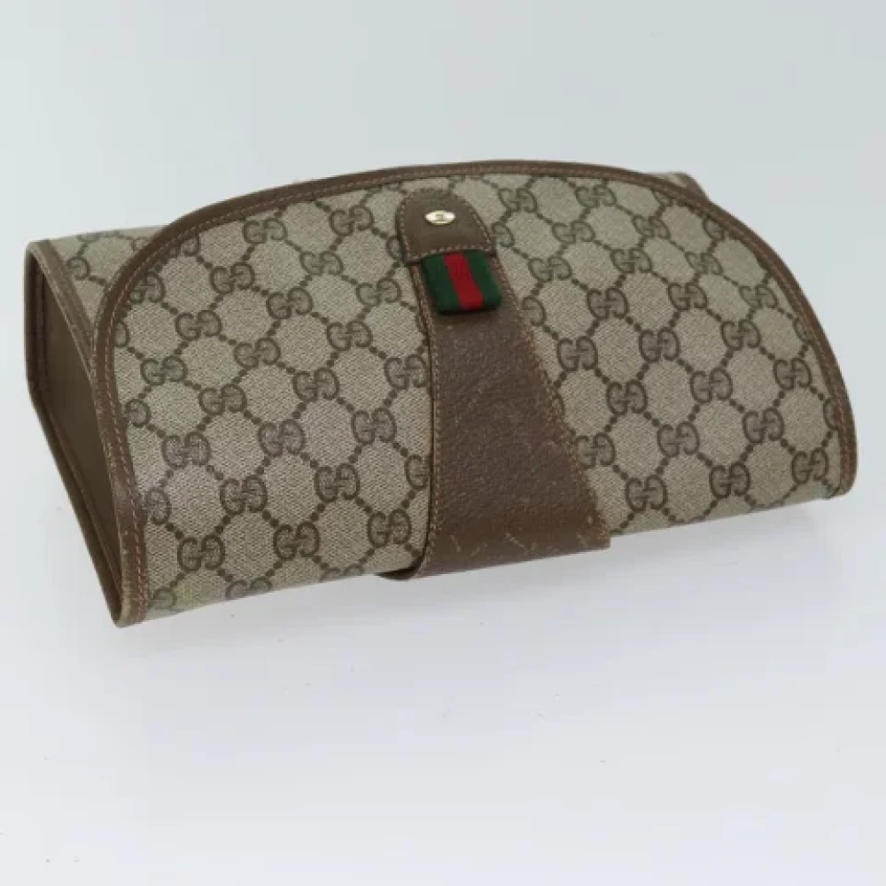 Gucci Vintage Pre-owned Leather clutches Beige Dames