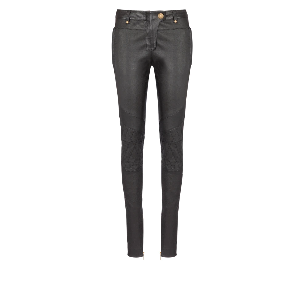 Balmain Stretchleren Broek Black Dames