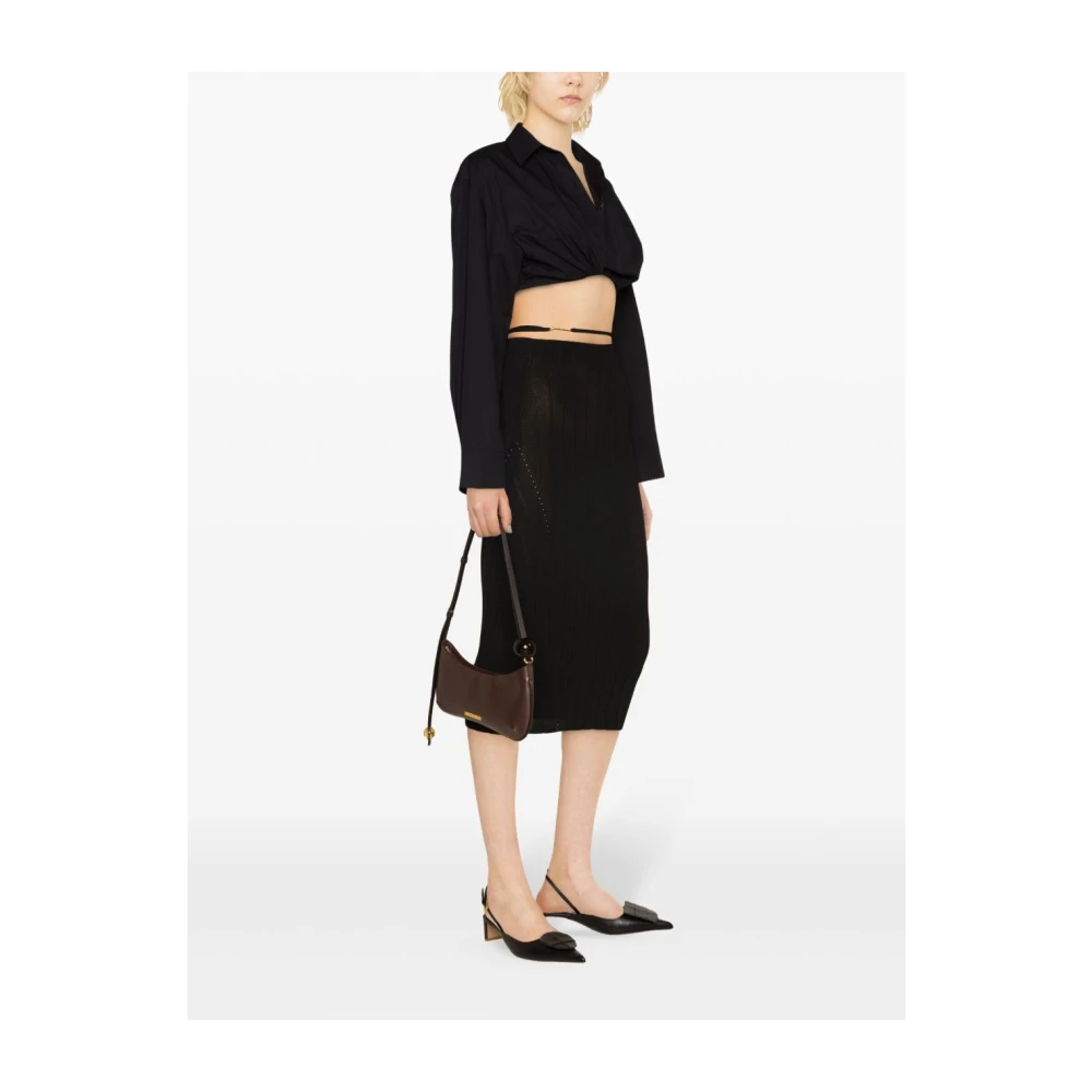 Jacquemus Zwart Geribbeld Gebreid Pencil Rok Black Dames