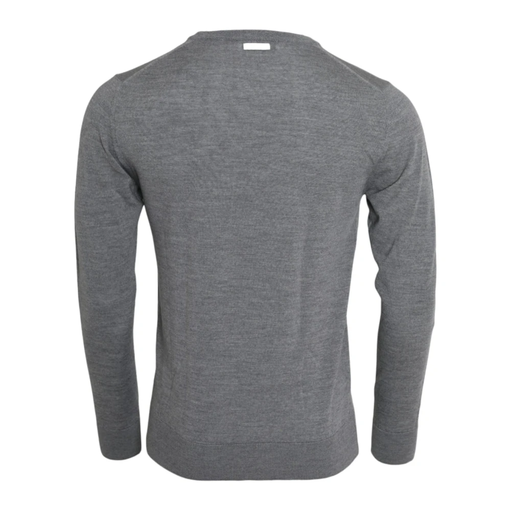 Dolce & Gabbana As Grijs Wol Ronde Hals Trui Gray Heren