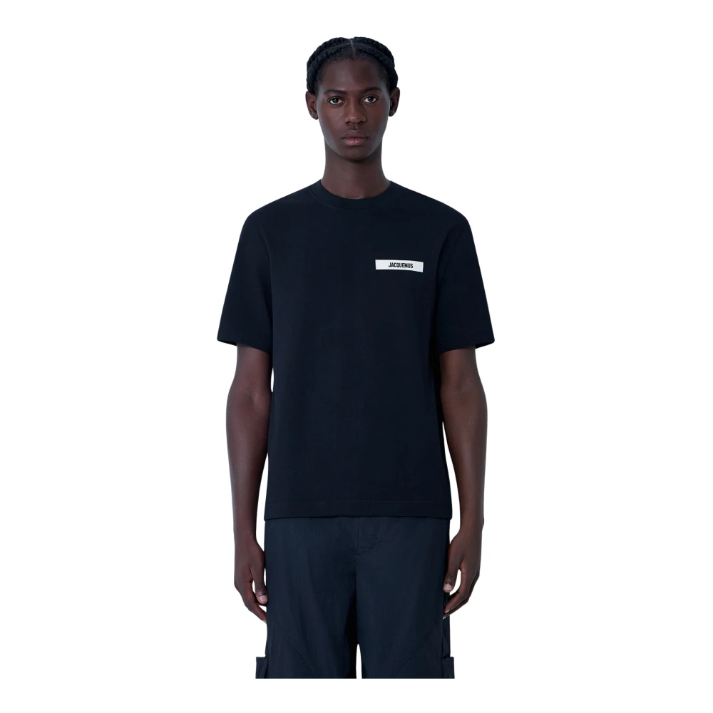 Jacquemus Men's Black T-Shirts, Xs, Logo Motif Cotton Jersey T-Shirt
