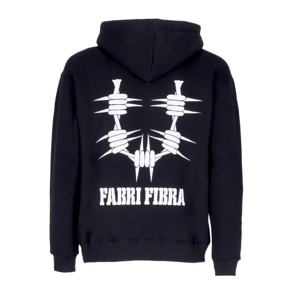Usual Zwarte hoodie met Fabri Fibra-logo Black Heren