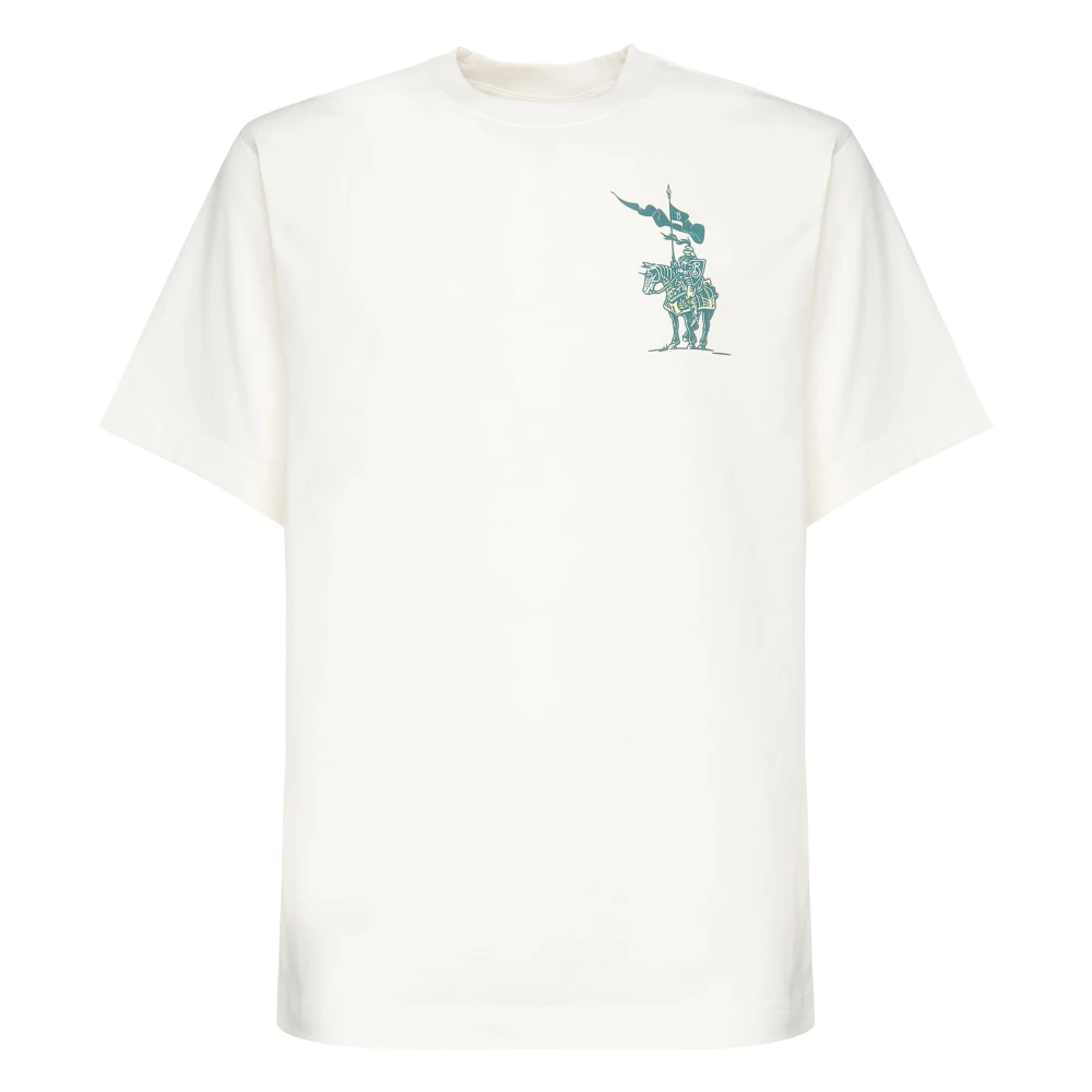 Burberry Wit T-shirt met Equestrian Knight Design White Heren