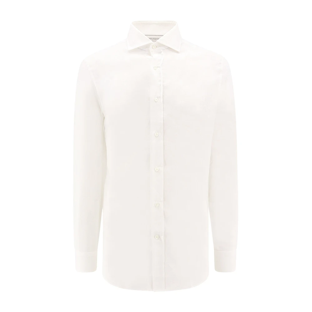 BRUNELLO CUCINELLI Witte Linnen Overhemd Franse Kraag White Heren
