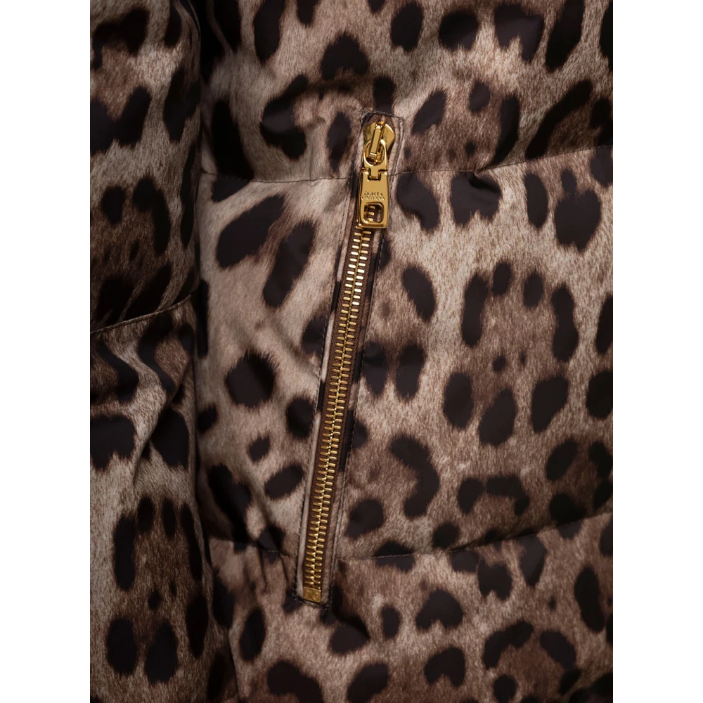 Dolce & Gabbana Animalier Puffer Jas voor Dames Brown Dames