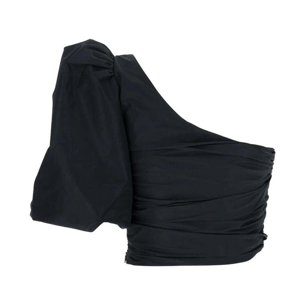 pinko Zwarte One Shoulder Top met Ruche Black Dames