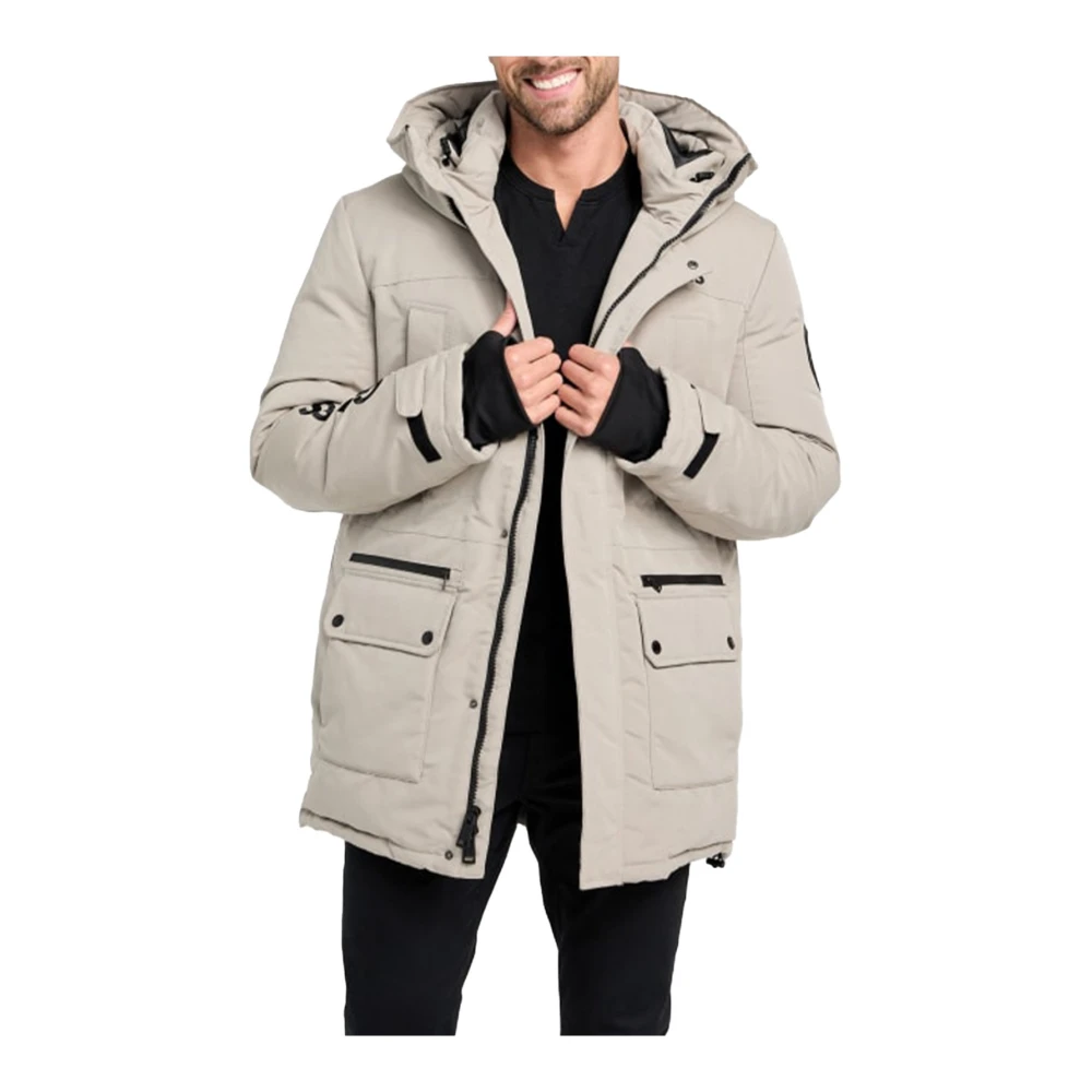 Guess Winter Hooded Jacket Beige Heren