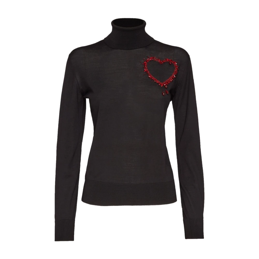 Dsquared2 Zwarte Kristalhart Trui Black Dames
