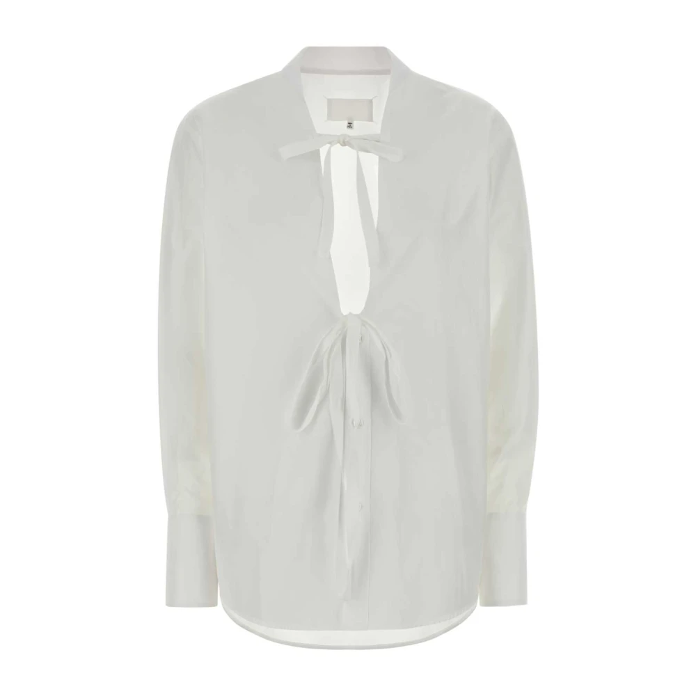 Maison Margiela Women's White V-Neck Cotton Shirt - Shirts - S - Blouses & Shirts
