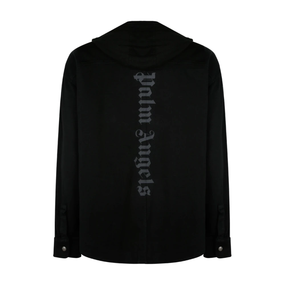 Palm Angels Klassiek Logo Hooded Overshirt Black Heren