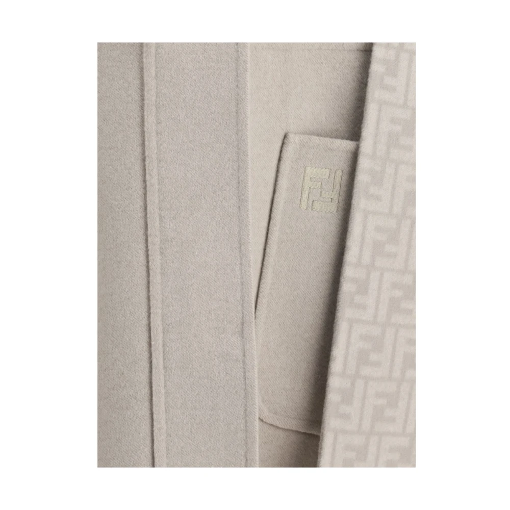 Fendi Stijlvolle wollen jas met afneembare capuchon Beige Dames