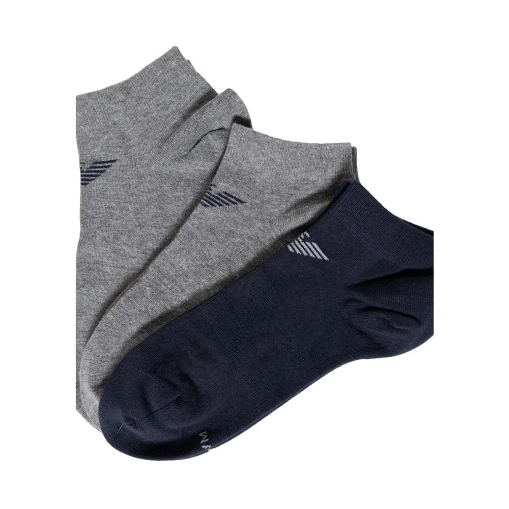 Emporio Armani Blauwe Katoenen Korte Sokken Multicolor Heren