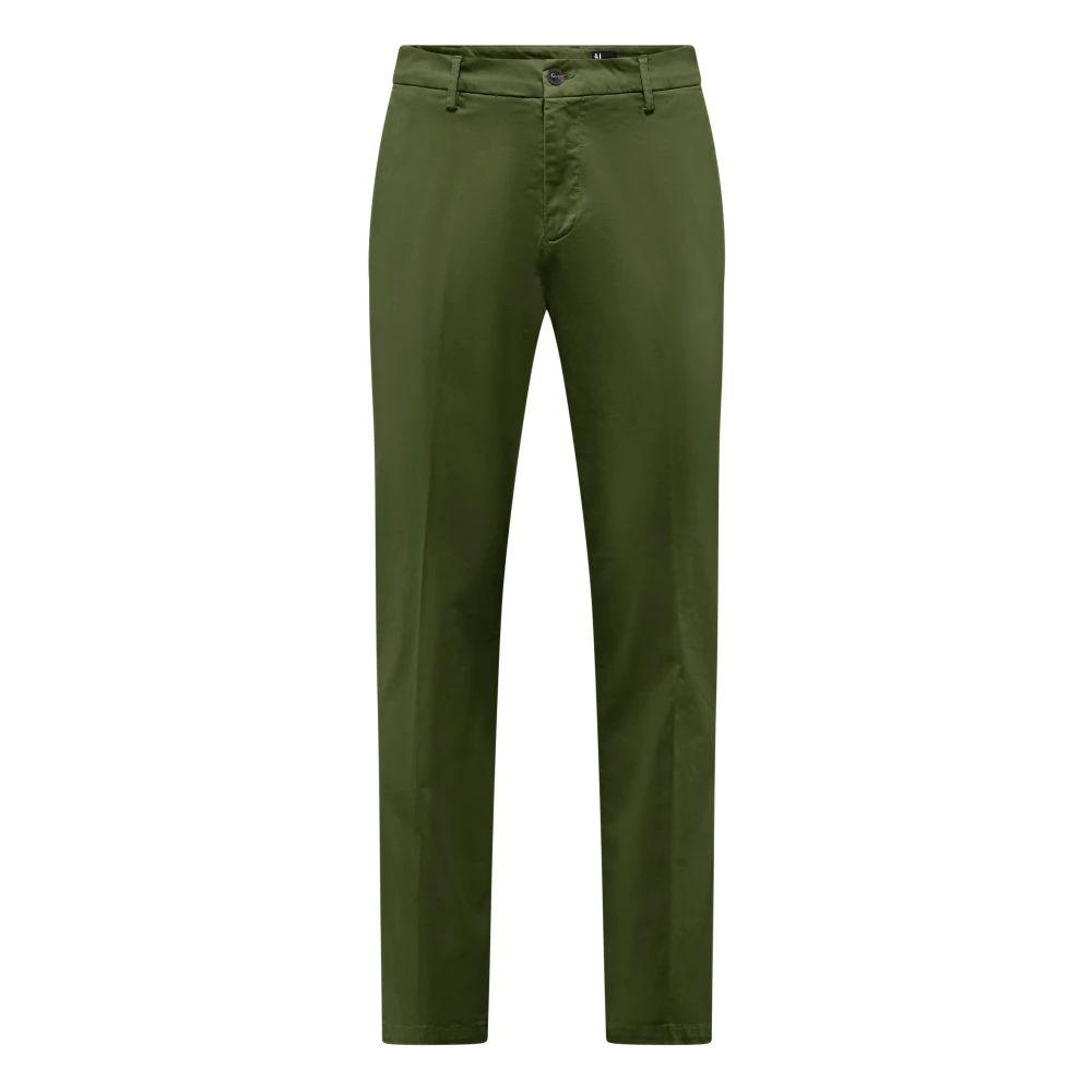 Bomboogie Hombre Verde - Pantalones Chinos Slim Fit En Satén Elástico Con Microestampado - Trousers - W32