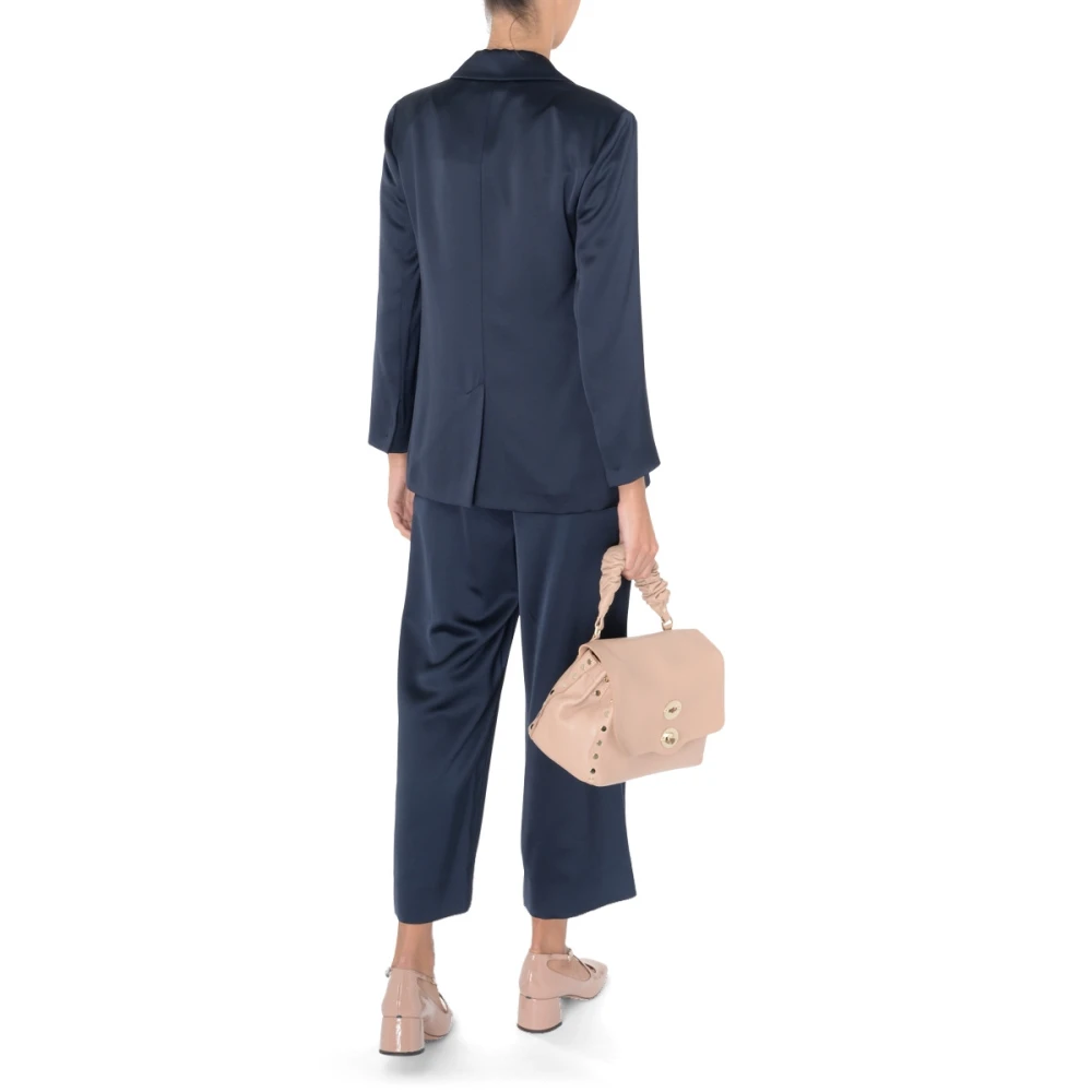 Max Mara Blauwe Monza Wijde Broek met Korte Pijpen Blue Dames