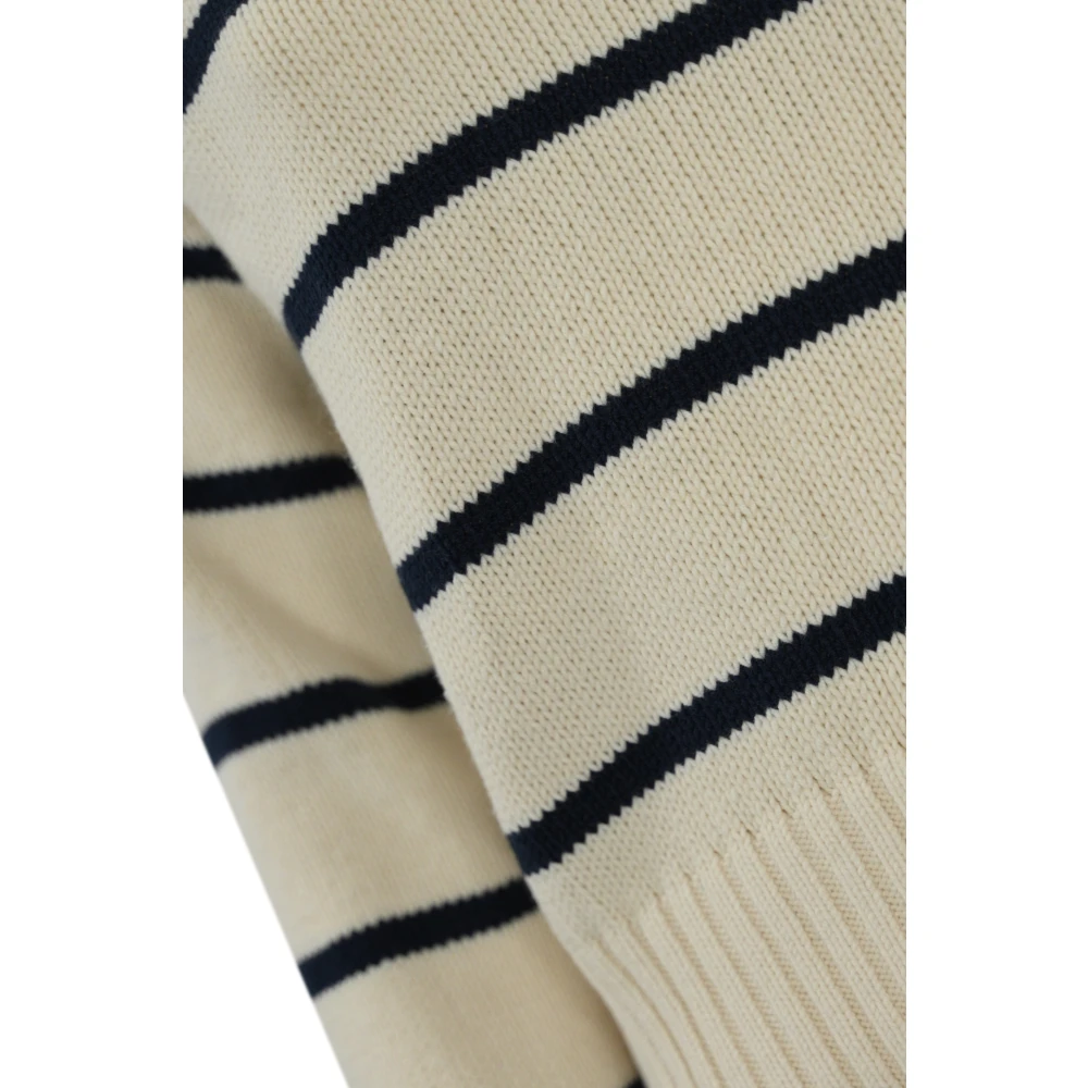 Max Mara Weekend Gestreepte katoenen trui met geribbelde details Beige Dames