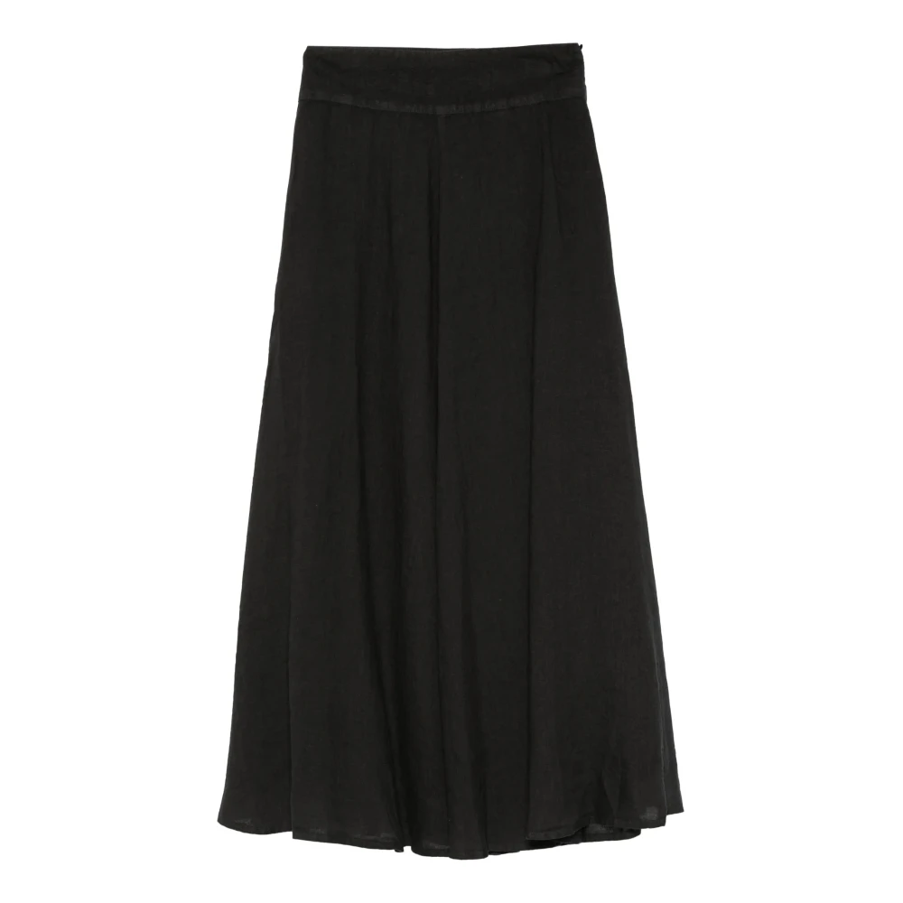 120% Lino Black Long Linen Skirt - Female - Midi Skirts - 2XS - Skirts