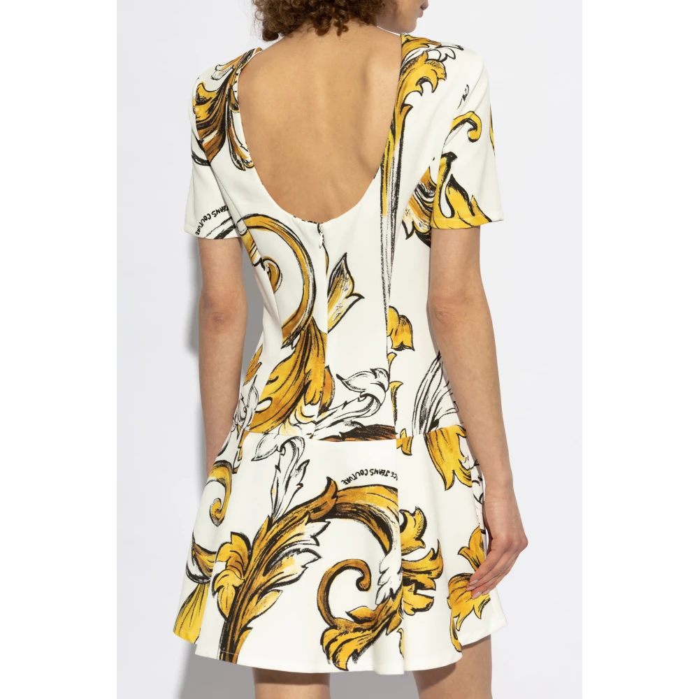 Versace Jeans Couture Jurk met Outline Barocco print White Dames