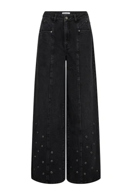 Jeans med vida ben och sidofickor
