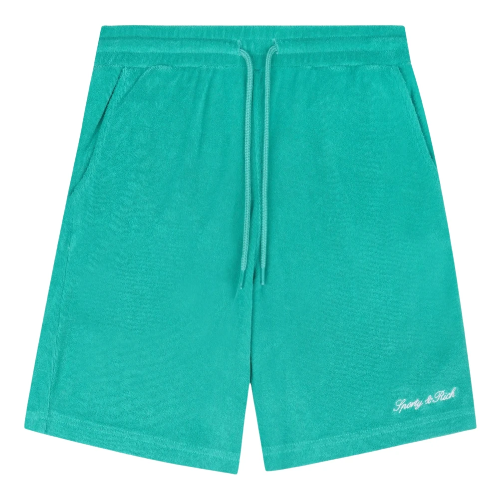 Sporty & Rich Green Shorts, Unisex, 8 Y, Signature Logo Terry Shorts
