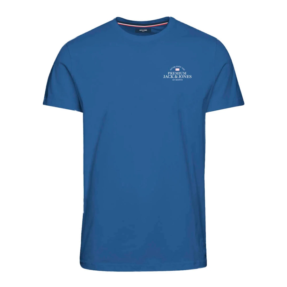 Jack & jones Basis Logo Print Ronde Hals T-Shirt Blue Heren
