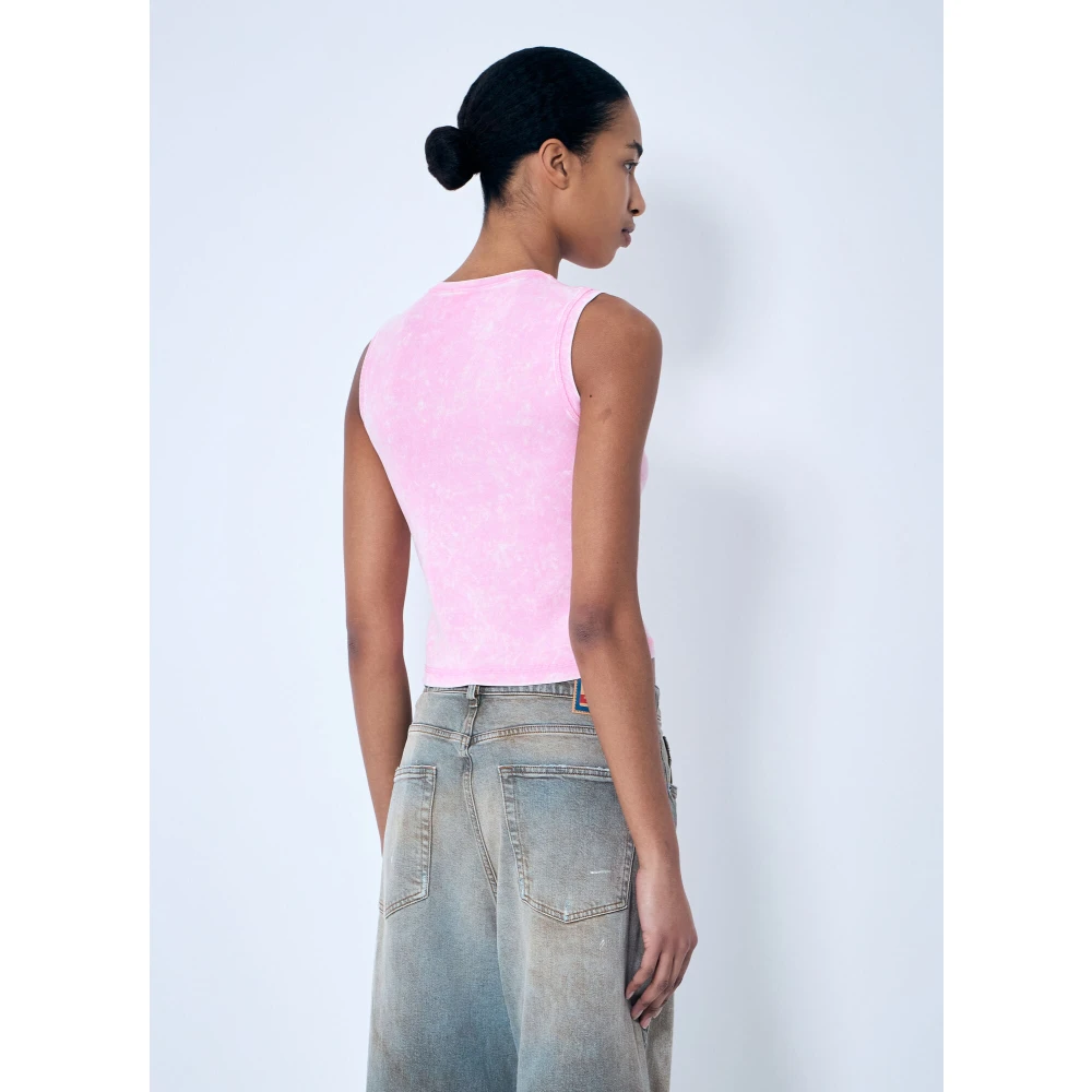 Diesel Geribbelde tanktop met ritssluiting voor Pink Dames