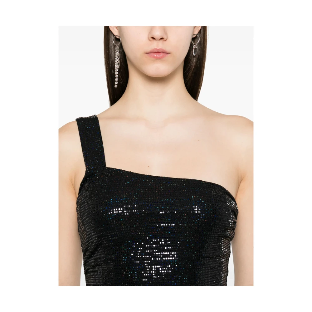 IRO Zwarte one-shoulder asymmetrische zoom jurk Black Dames