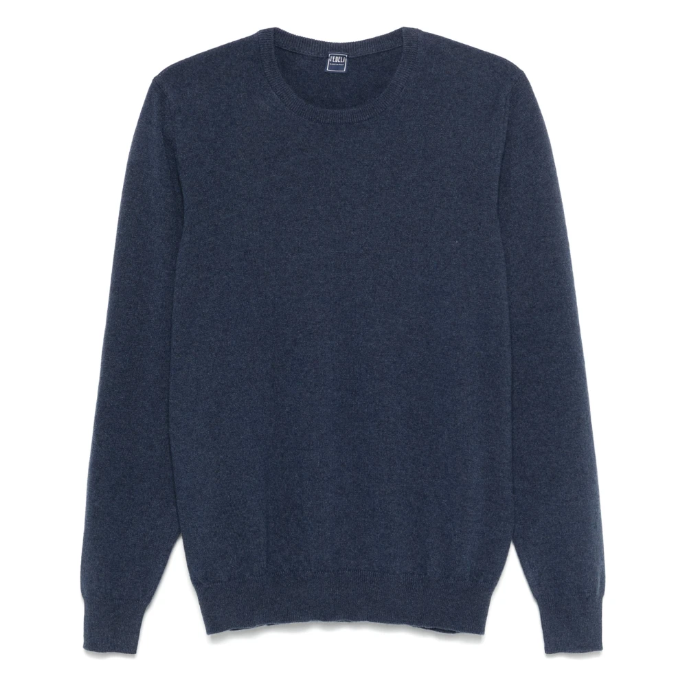 Fedeli Luxe Cashmere Crew-Neck Gebreide kleding Blue Heren