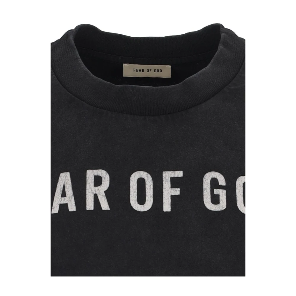 Fear Of God Zwart Logo Print Crew Neck T-shirt Black Heren