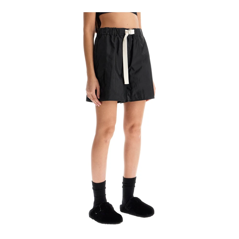 Jil Sander Zijden en nylon shorts met riem Black Dames