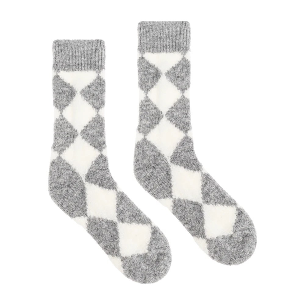AllSaints Grijze en witte sokken met ruitpatroon Gray Dames