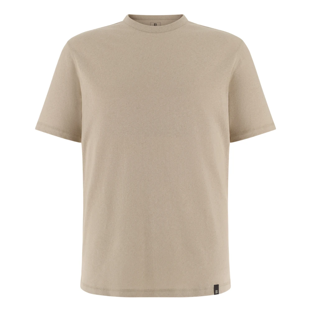 Boggi Milano Mannelijk Beige Tops Heren, S, Katoen, T Shirt Katoen Linnen