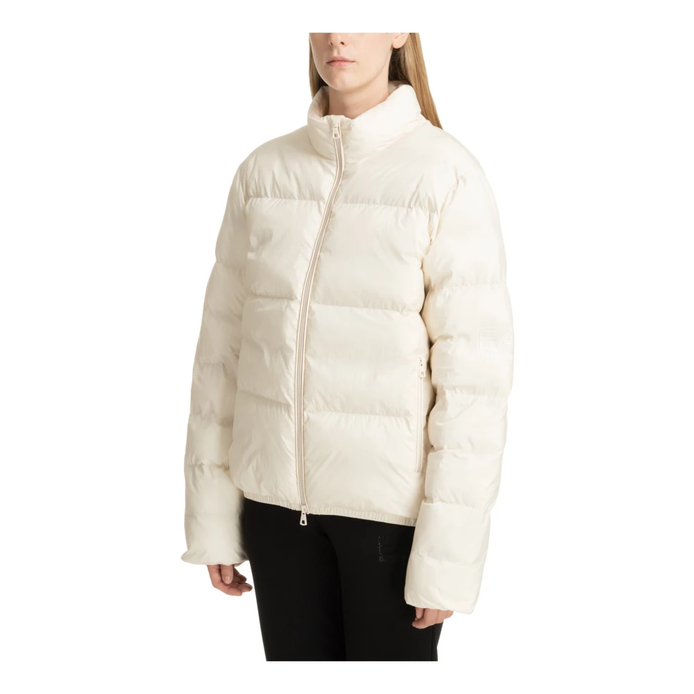 Emporio Armani EA7 Effen Logo Rits Donsjas Beige Dames