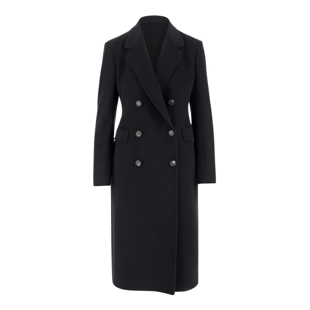 Tagliatore Wol Kasjmier Dubbel-Breasted Jas Zwart Black Dames
