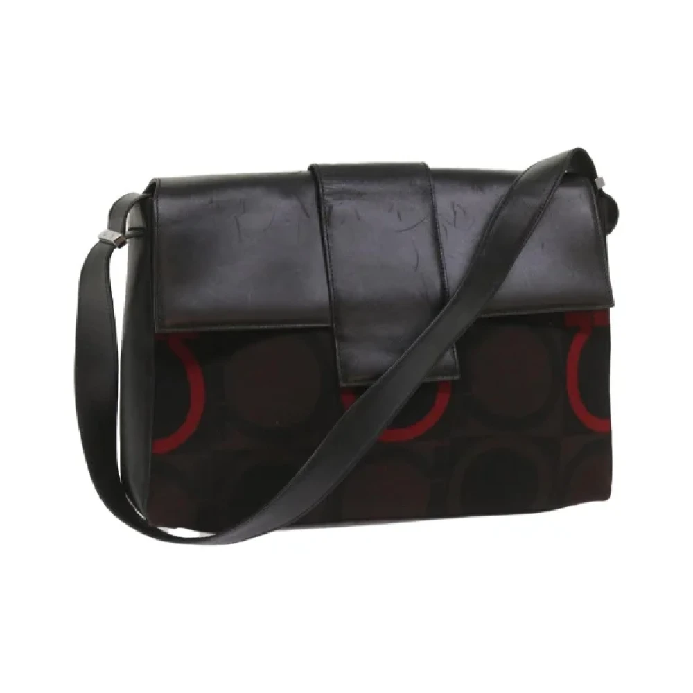 Salvatore Ferragamo Pre-owned Cotton shoulder-bags Black Dames