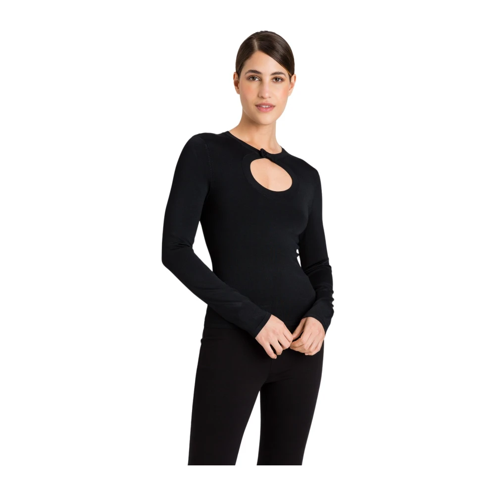 Twinset Zwarte Trui met Porthole Detail Black Dames