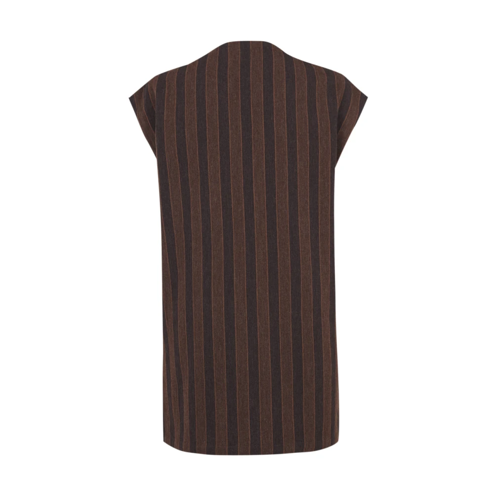 Cortana Gestreepte linnen en virgin wool vest Brown Dames