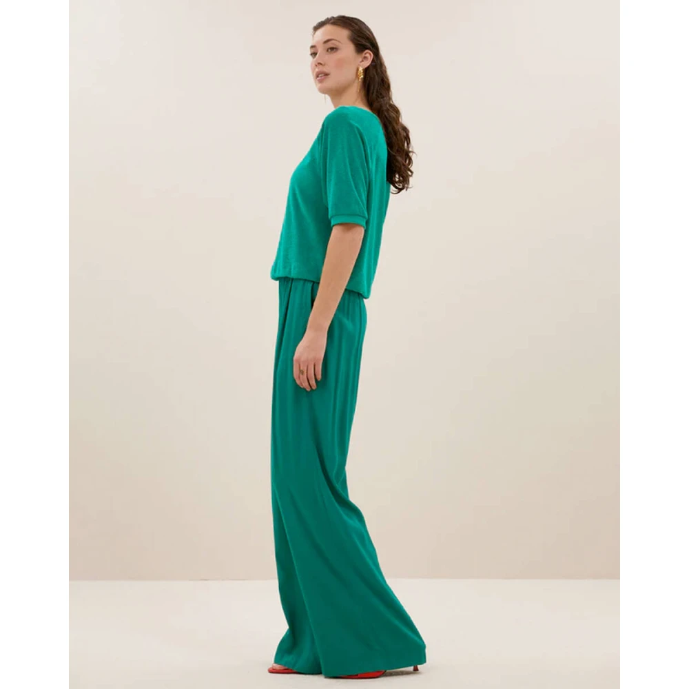 By-Bar Slub Top met korte mouwen Green Dames