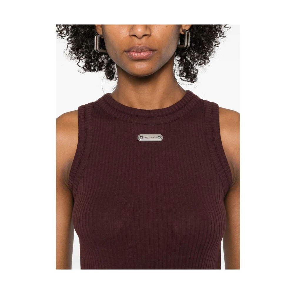 alexander mcqueen Burgundy Crew Neck Sleeveless Top Red Dames