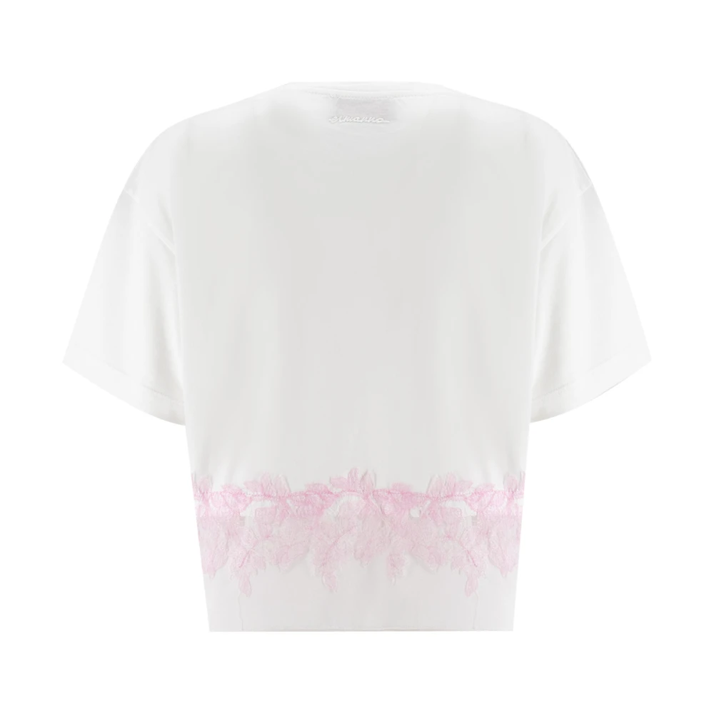 Ermanno Scervino Bloemenkant T-Shirt White Dames