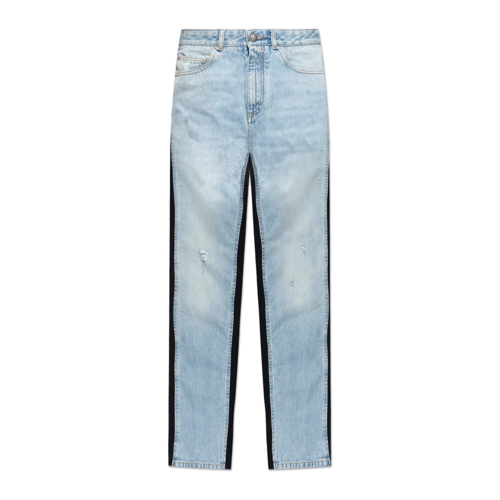 Balmain Losvallende denim en gebreide jeans Blue Heren