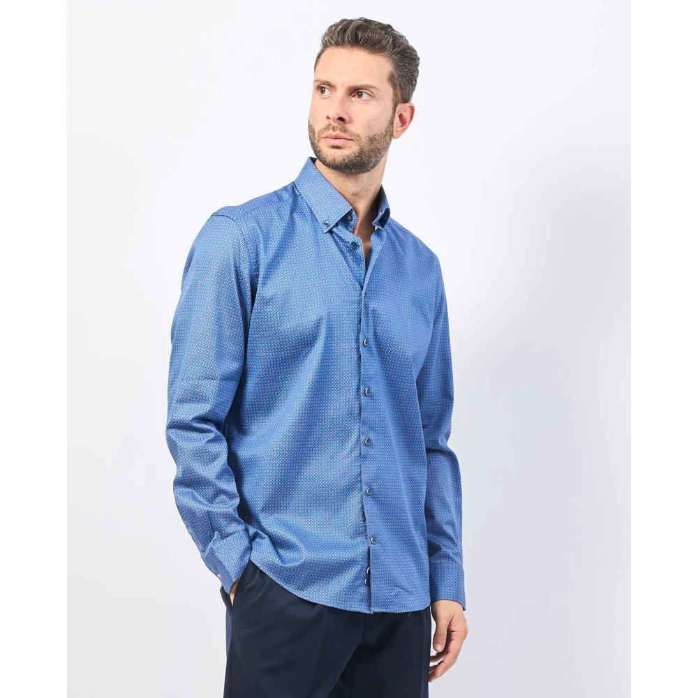 Bugatti Blauw Katoenen Overhemd met Klassieke Kraag Blue Heren