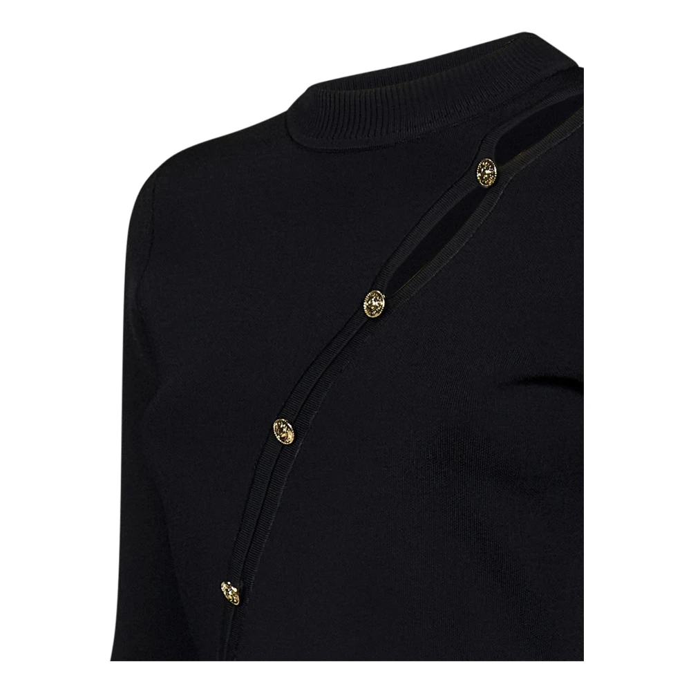 Versace Jeans Couture Zwarte Cut-Out Sweater Aw24 Black Dames