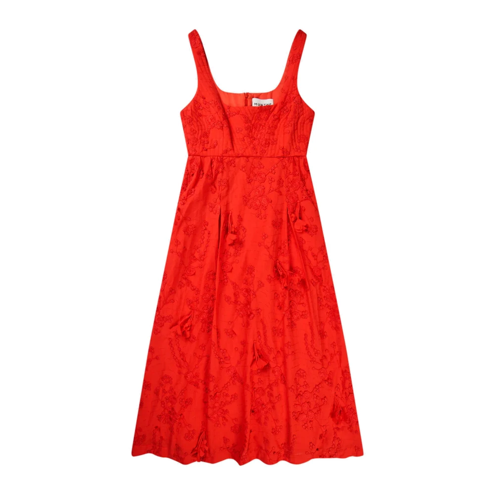 Munthe Women's Red Midi Dresses, Xl, Elegant Floral Dress
