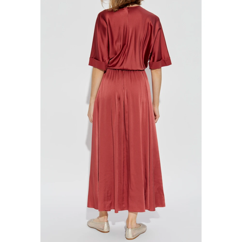 Forte Zijden jurk met V-hals Red Dames