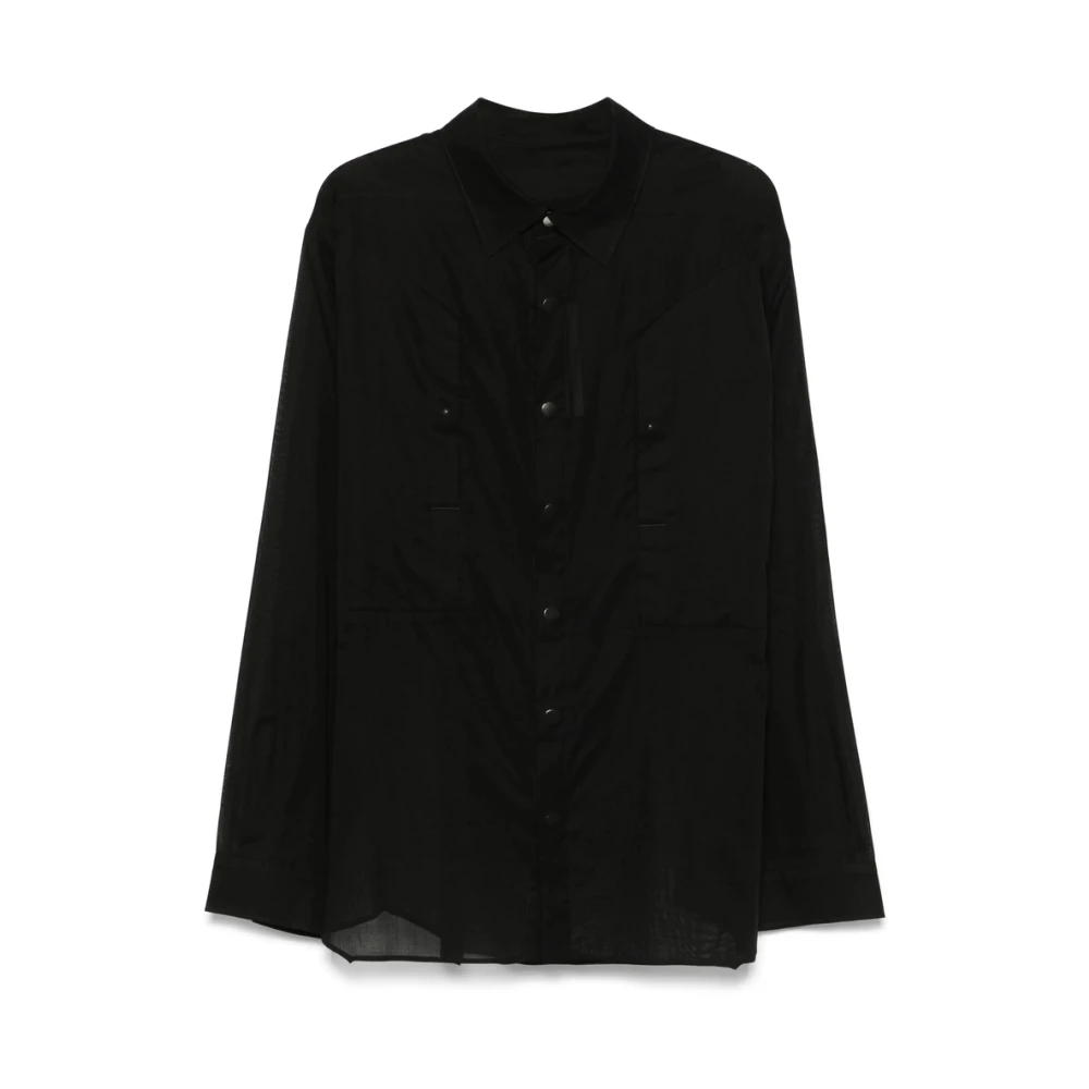 Rick Owens Zwarte knoopsluiting met lange mouwen Black Heren