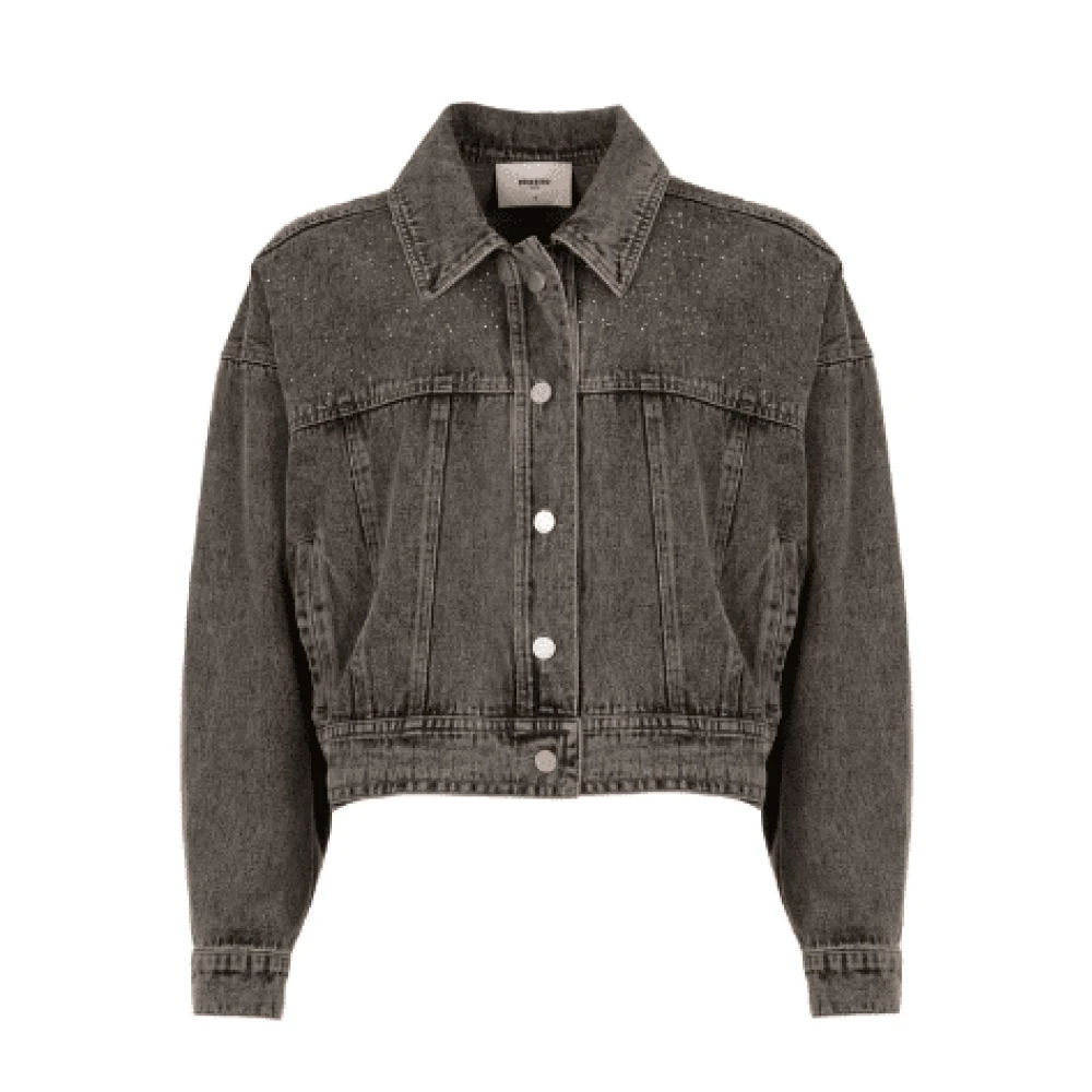 Freebird Grijze Denimjack met Strass-steentjes Gray Dames