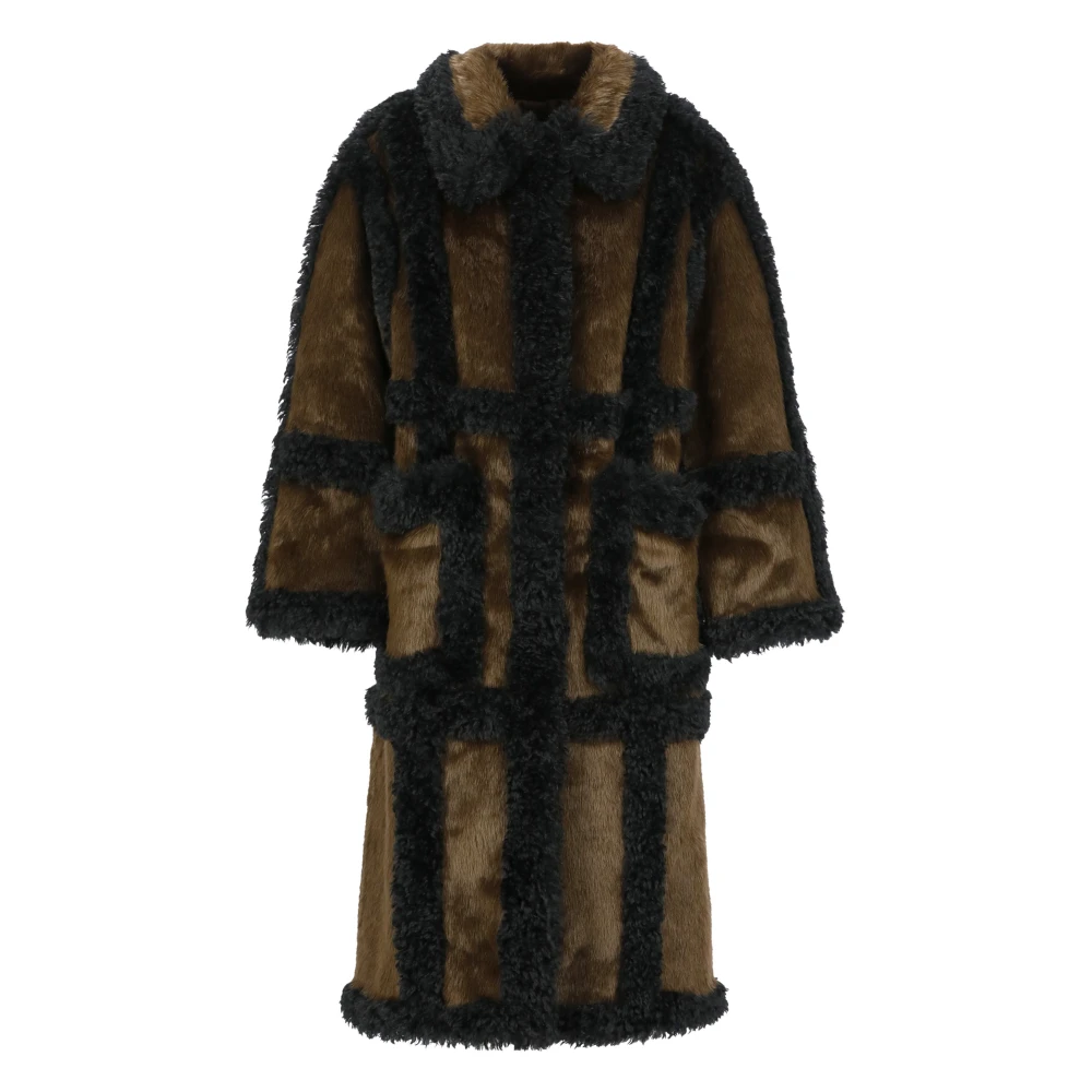 Stand Studio Bruine Faux Fur Kraag Jas Brown Dames