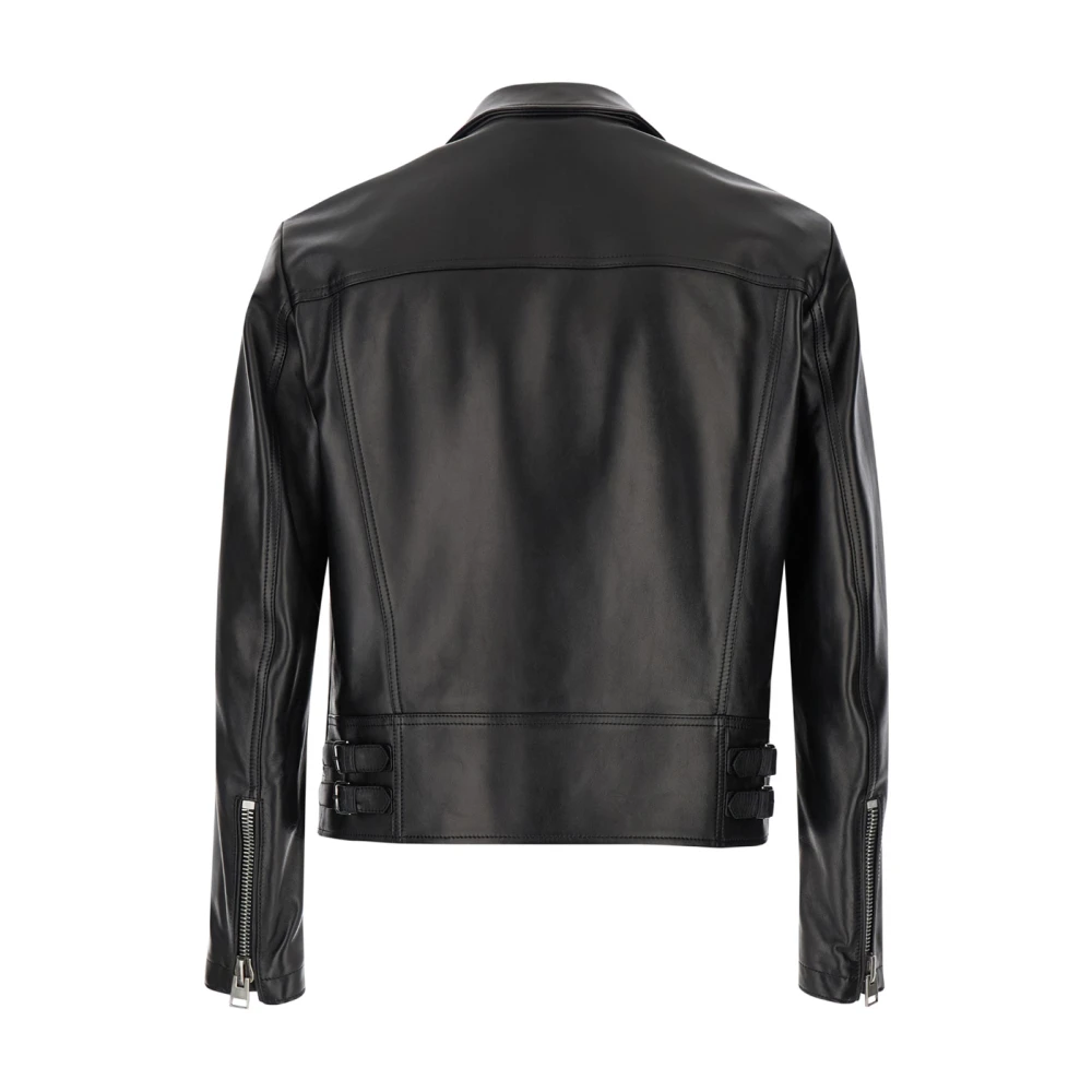 Tom Ford Zwarte Leren Bikerjas Black Heren