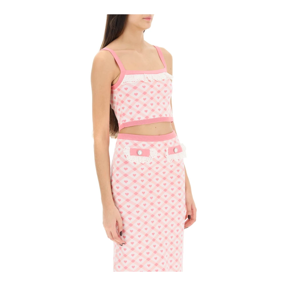Alessandra Rich Checked cropped top Pink Dames