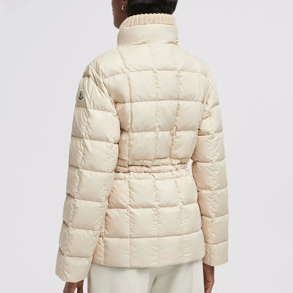 Moncler Korte donsjas met gebreide kraag Beige Dames